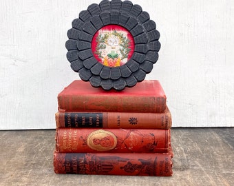 Vintage Rust Red books Antique Decorative Books Victorian bindings 1800s. Decorative spines. Edwardian steampunk dark academia
