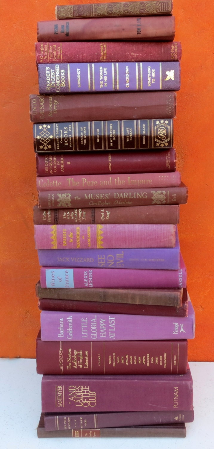 CHOOSE QUANTITY Lot Decorative Vintage Purple Burgundy Books. Purple ...