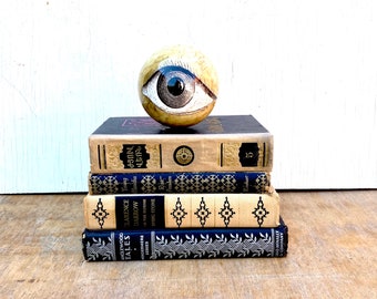 Vintage Black and Beige Decorative Book Stack. Goth Dark Decor Gothic Victorian Knightcore. Black Book stack. Vintage black books