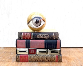 Vintage Black, Red, Metallic Gold book Stack. Decorative books. Dark Decor Victorian Medieval Piratecore Goth Gothic Ornate. Goth home decor