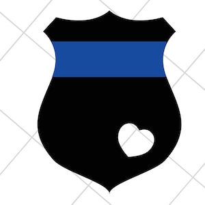 Police Thin Blue Line Badge, Heart, PNG Digital Download