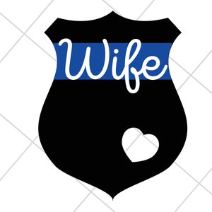 Police Wife, Thin Blue Line Badge, Heart, PNG Digital Download