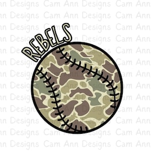 Rebels Baseball, Camo Mascot PNG Digital File