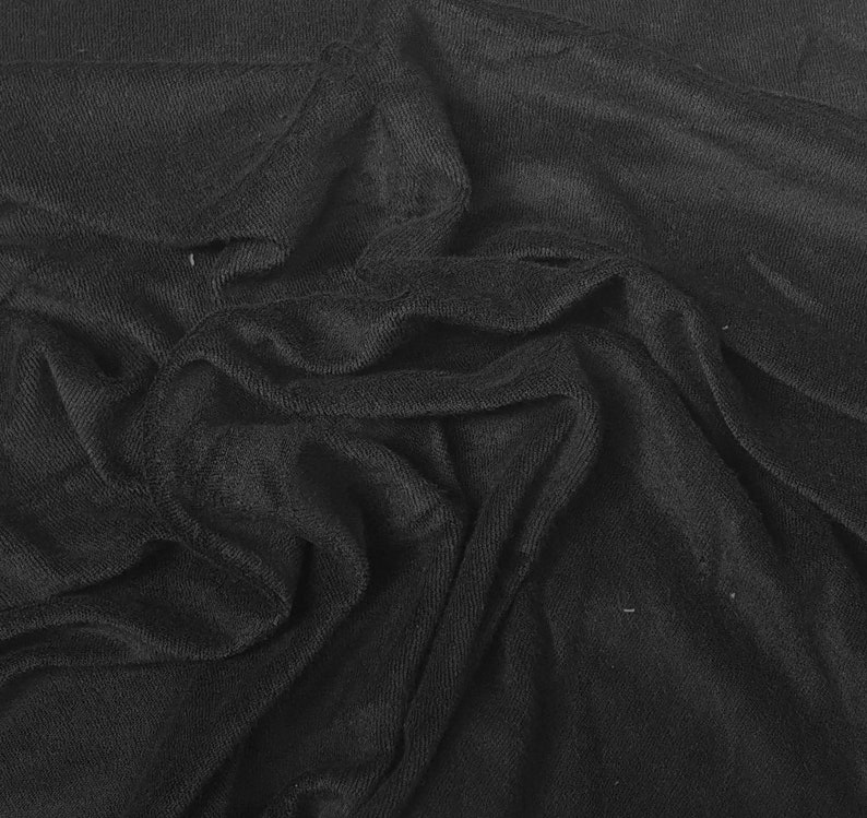 Black Cotton Brushed French Terry Knit Fabric by Yard Soft Etsy