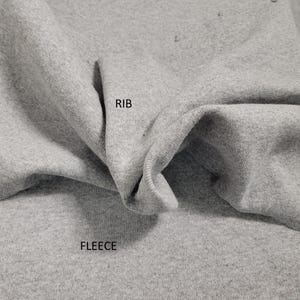 Prewashed 100% Cotton Sweatershirt Fleece Knit Fabric by the Yard & Wholesale Heather Gray + Matching Rib 22OZ 440GSM Heavy Weight
