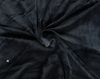 Cotton Blend Velvet Velour Dk Navy Fabric By The Yard 250 GSM