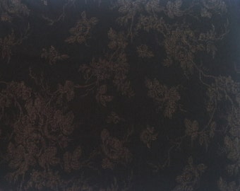 3 1/4 YARDS Brown Flower Print on Black Stretchy Fabric Jersey Knit [ Headband, Shirt, Dress, Baby Apparel]