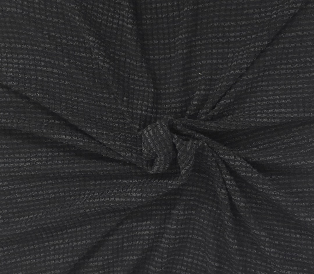 Black Gray Rayon Blend Spandex Thermal Knit Fabric by the Yard Etsy