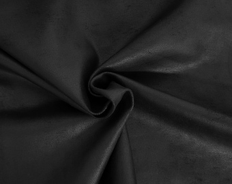 Black Stretchy Vegan Soft Leather Fabric 2 Way Stretch 1 YARD