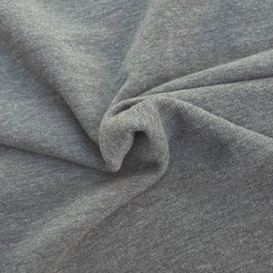 Lt. Charcoal Gray Tri Blend French Terry Knit Fabric by the Yard 460GSM [Hoodie, Zip Up, Sweatpants, Loungewear, Bathrobe]