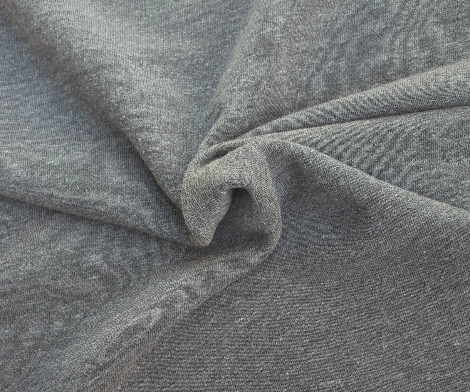 Solid dark gray organic cotton french terry sweatshirt knit fabric by the half yard lycra spandex neutral cream