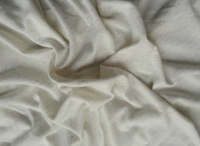 Linen Blend JERSEY Knit Fabric by the Yard Bleach Ivory 6/15 Etsy