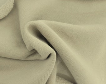 Cement 100% Cotton Sweatshirt Fleece Knit Fabric by the Yard Matching Rib Available 22OZ 450GSM Heavy Weight