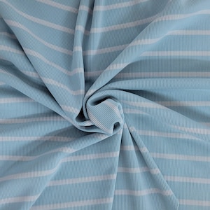 Blue Stripe 1x1 Rib Knit Fabric by the Yard Nylon Spandex