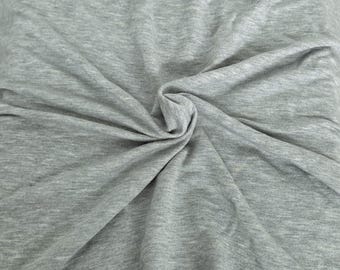 Sweatshirt Fleece Knit Fabric by the Yard Light Heather Gray Modal Spandex 4 Way Stretch 170GSM