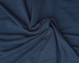 Navy Organic Cotton Rayon Spandex Fabric French Terry Knit by the Yard [Hoodie, Zip Up, Sweatpants, Loungewear, Bathrobe]