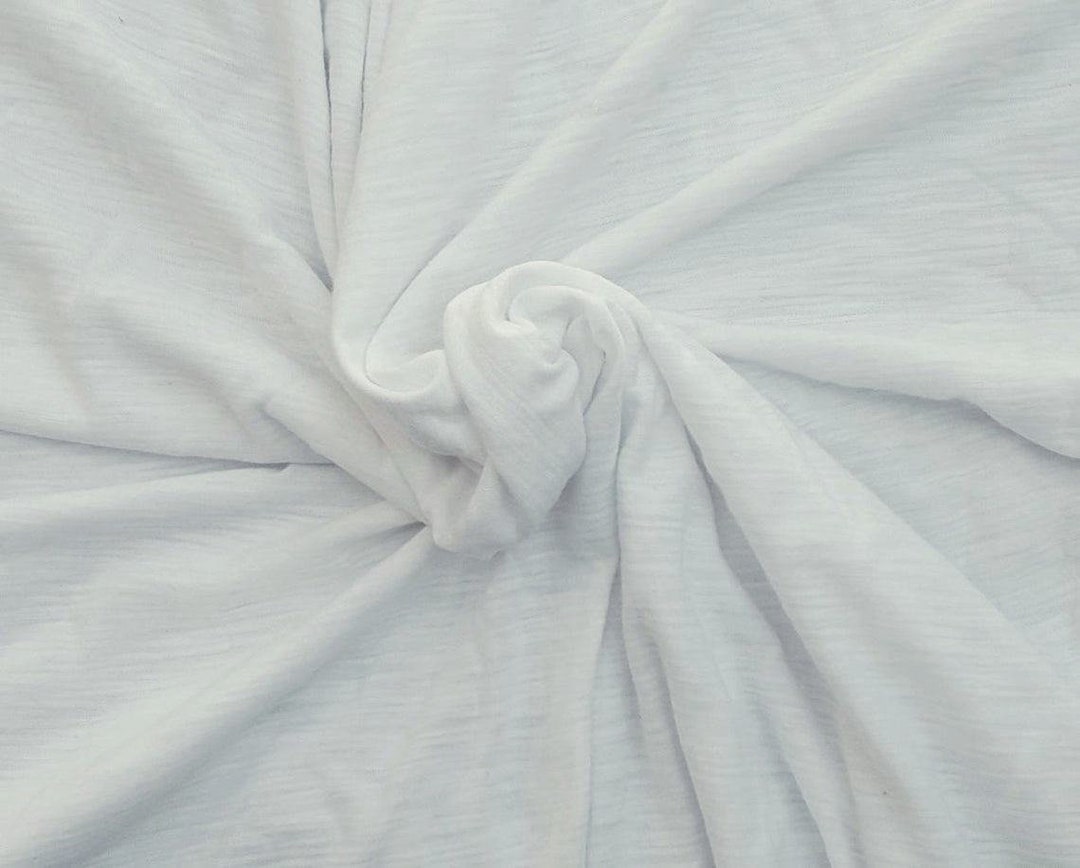 White Cotton Slub Jersey Knit Fabric by the Yard Etsy