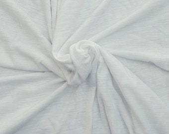 White Cotton Slub Jersey Knit Fabric By the Yard 190 GSM
