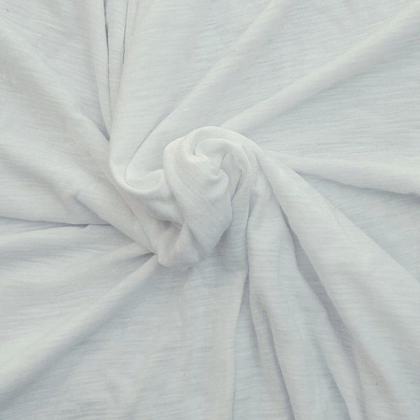 White Cotton Slub Jersey Knit Fabric By the Yard