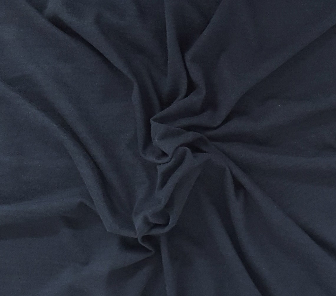 Navy Cotton Jersey Knit Fabric by the Yard Etsy