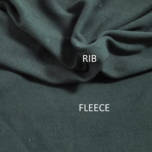 Prewashed 100% Cotton Sweatershirt Fleece Knit Fabric by the Yard & Wholesale Hunter Green + Matching Rib 24OZ 450GSM Heavy Weight