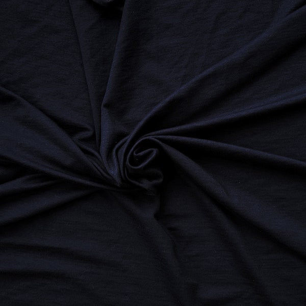 Navy Lyocell Tencel Spandex Fabric Jersey Knit by the Yard 4 Way Stretch