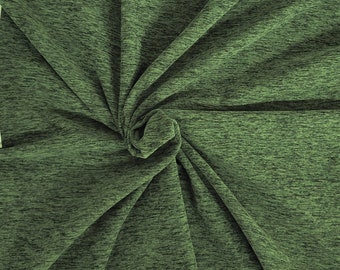 Activewear Performance Knit Fabric By the Yard 4 Way Stretch 260GSM Heather Green Polyester Spandex  [Leggings, Workout]