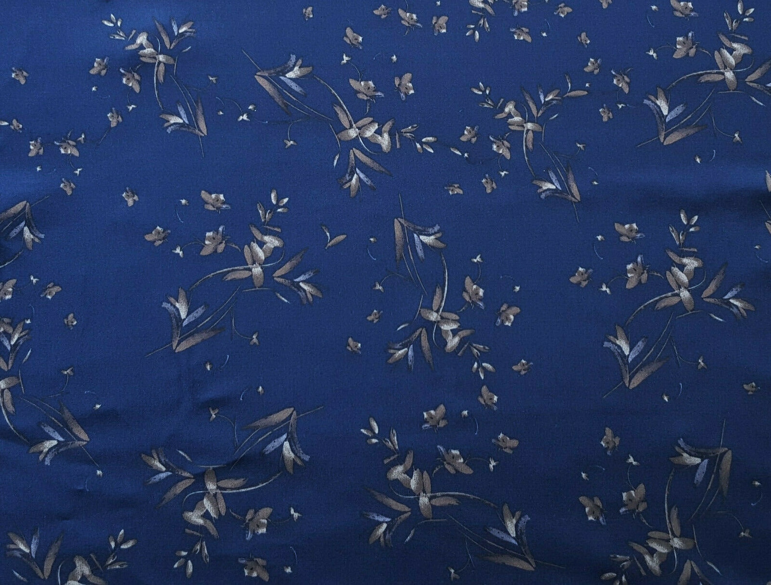 100 Silk Charmeuse Fabric by the Yard Navy With Flowers Print Etsy