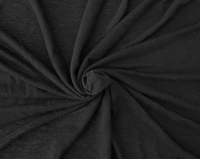 Black 100 Linen JERSEY Knit Fabric by the Yard Etsy