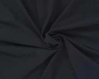 Black Pre Washed Cotton Jersey Knit Fabric by the Yard 280GSM