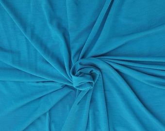 Hemp Spandex Jersey Knit Fabric by the Yard Blue 4 Way Stretch