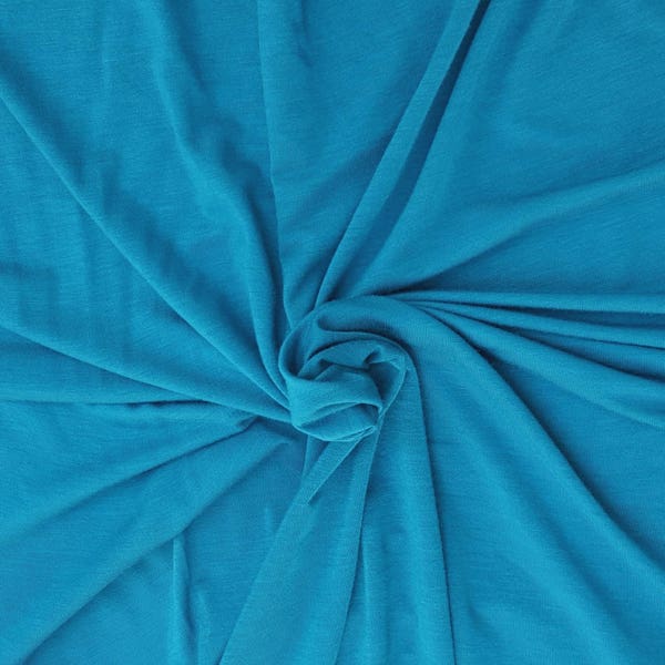 Hemp Spandex Jersey Knit Fabric by the Yard Blue 4 Way Stretch