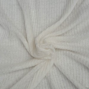 Ivory Wool Blend 2x4 Rib Sweater Knit Fabric by Yard #1 61"W 7/15 (Cashmere Feel)