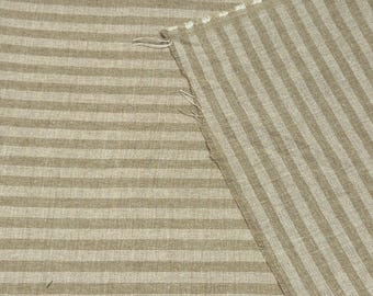 100% Cotton Canvas Woven Fabric Water Repellent by the Yard Taupe Off White Yarn Dye Stripe