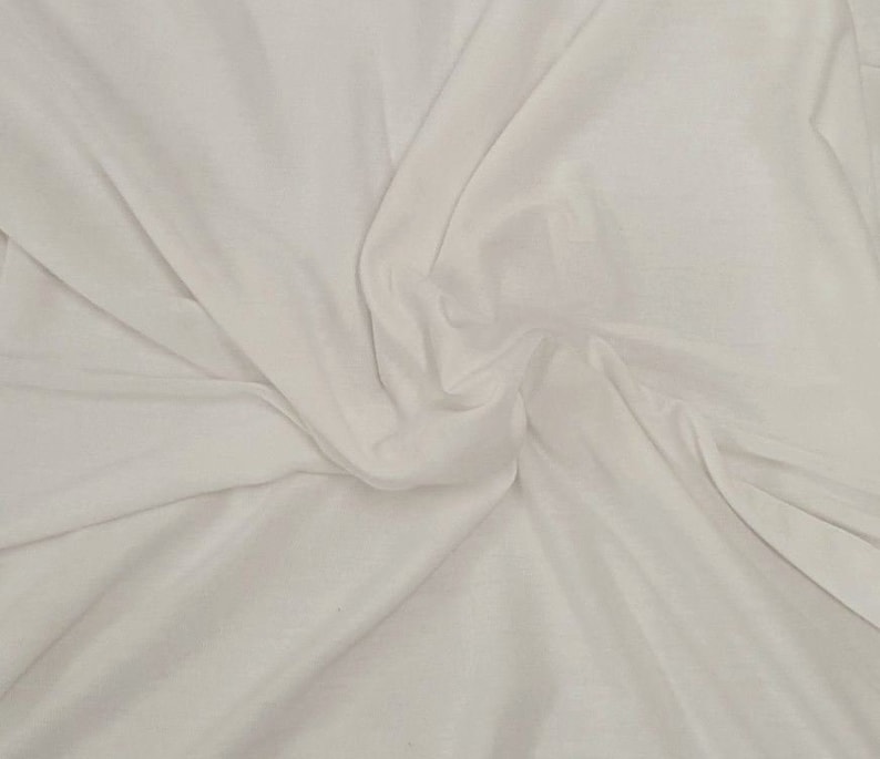 MVS Modal Viscose Spandex Jersey Knit Fabric by the Yard Off White Dyeable