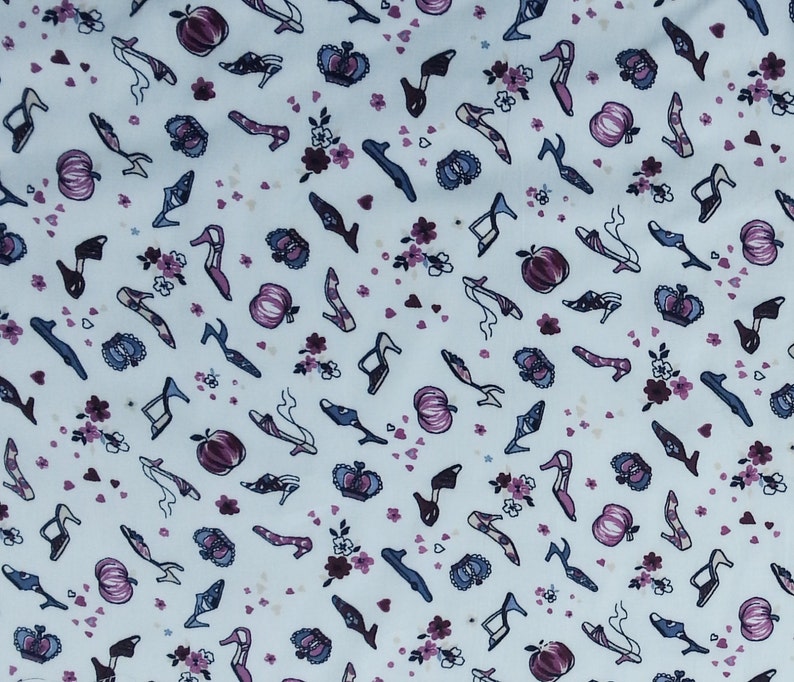 Princess Crown Shoe Print Fabric by the Yard Rayon Acetate | Etsy