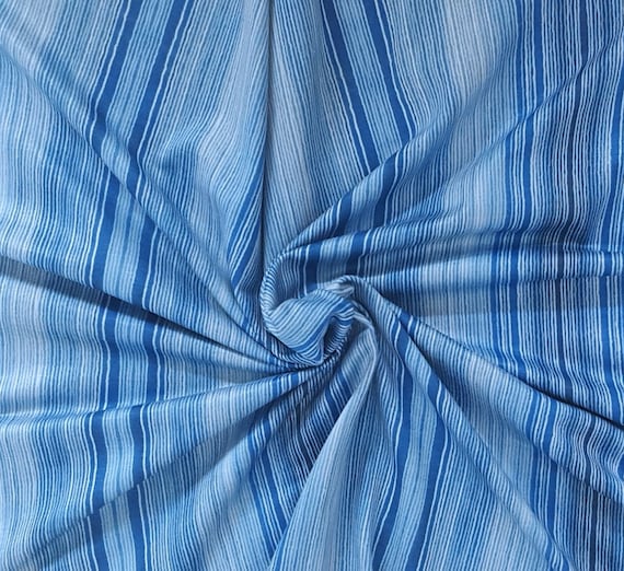 Blue Stripes Activewear Fabric by Yard Poly Spandex Fabric | Etsy