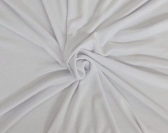 White Modal Spandex 2x1 Rib Knit Fabric by the Yard