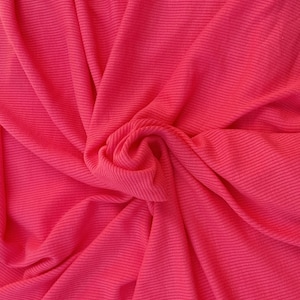 Coral 2x2 Rib Stretch Knit Fabric by the Yard Rayon Spandex 4/16