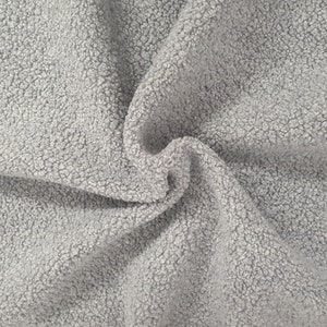 Gray Wool Blend Sherpa Fleece Knit Fabric by the Yard [Jacket, Hat, Blanket, Throw, Layering]
