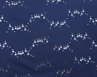 Silver Sequins Jersey Knit Fabric by the Yard - Navy 2/16