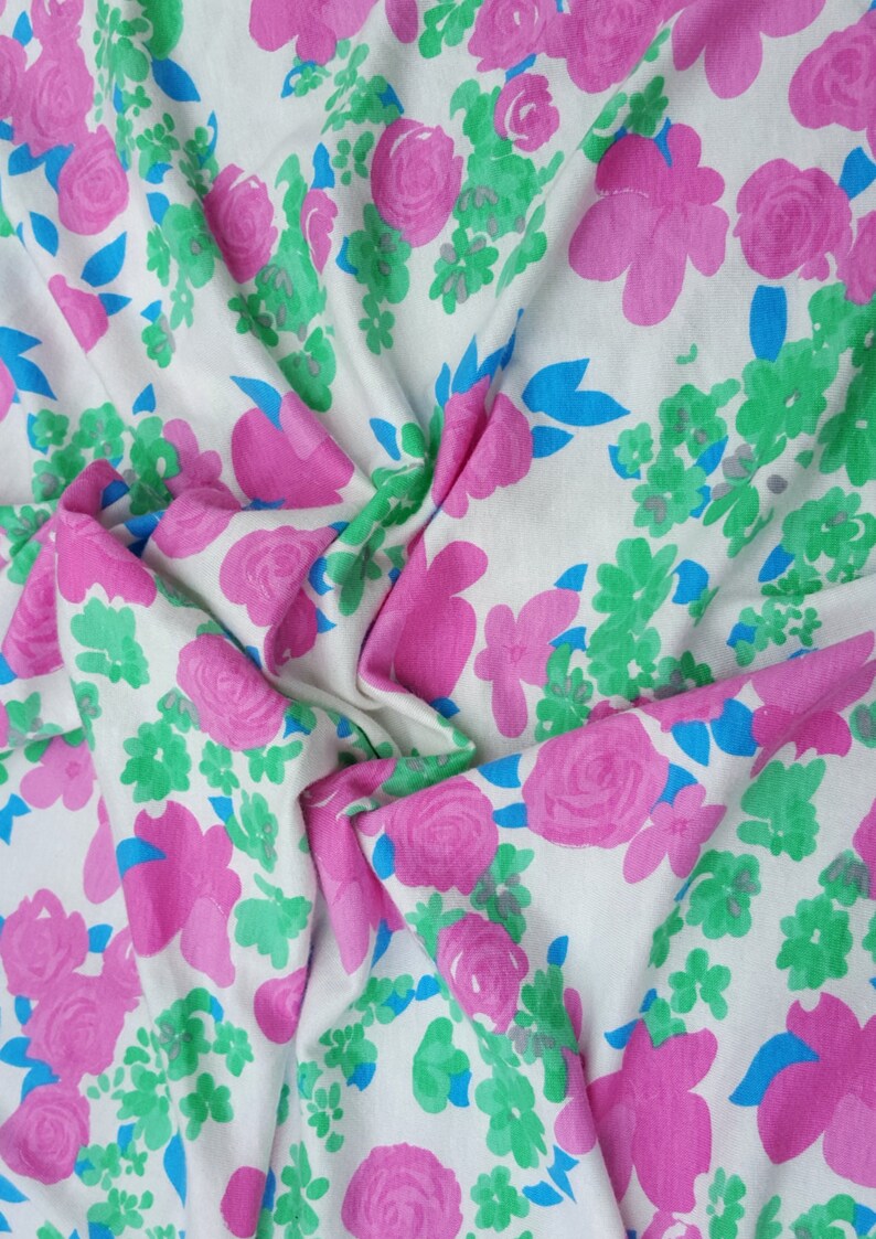 Cotton Modal Spandex Fabric Big Flower Print 16 Jersey Knit Etsy