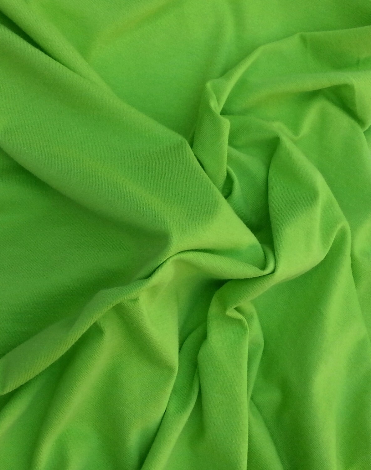 Organic Cotton Recycled Poly Jersey Knit Fabric by Yard Lime Green [T ...