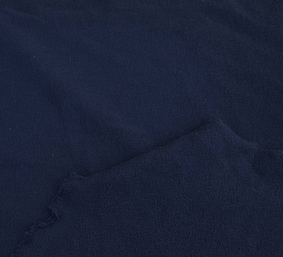 Dark Navy Cotton Knit Fabric by the Yard Double Crepe Heavy Weight 9/15 ...