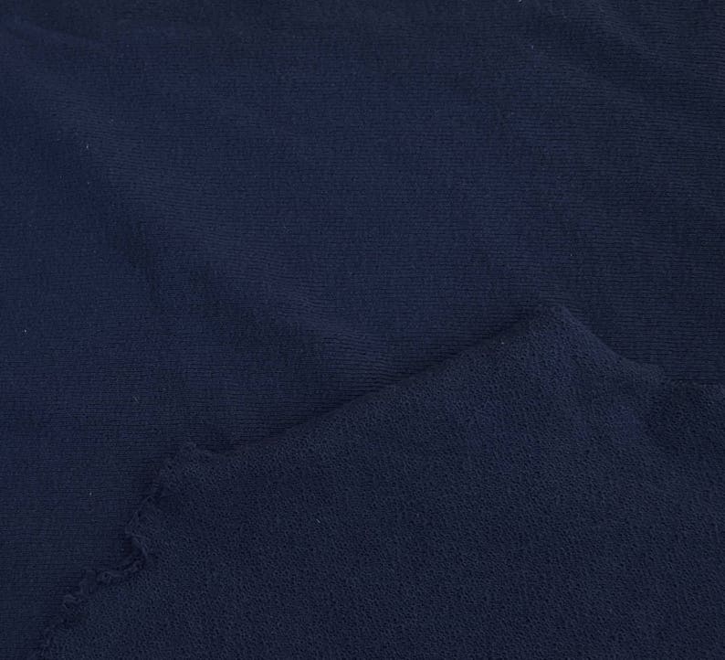 Dark Navy Cotton Knit Fabric by the Yard Double Crepe Heavy Etsy