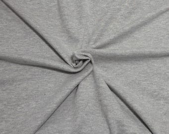 Heather Gray Cotton Interlock Knit Fabric By the Yard 230GSM