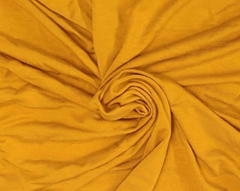 Mustard Bamboo Spandex Fabric Jersey Knit by the Yard Soft Drapey Midweight 4 Way Stretch