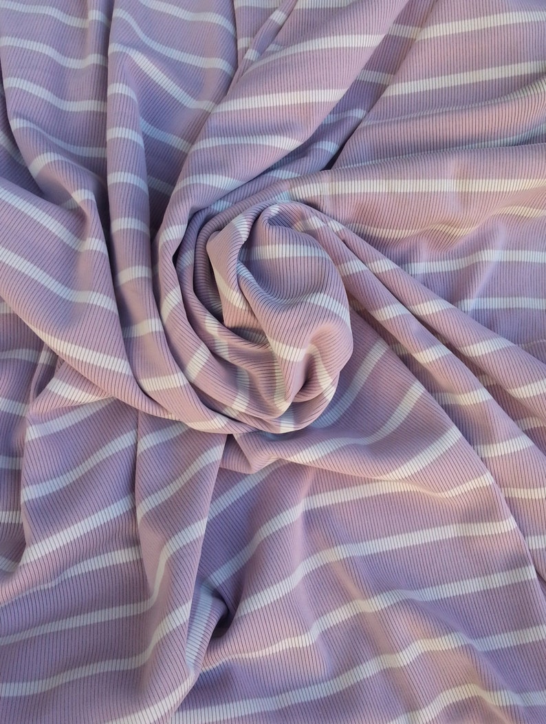 Lilac Stripe 1x1 Rib Knit Fabric Nylon Spandex by the Yard | Etsy