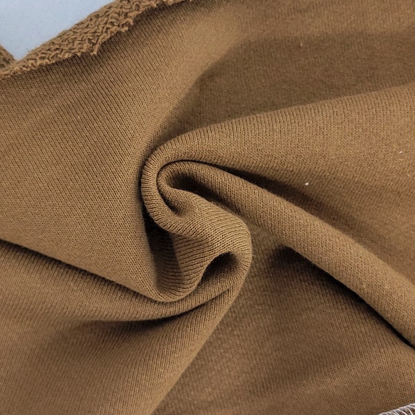 2 1/2 YDS 100% Cotton French Terry Knit Fabric Tobacco Brown 460GSM 24 OZ
