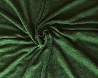 Forest Green 100% Linen JERSEY Knit Fabric By Yard 7/17